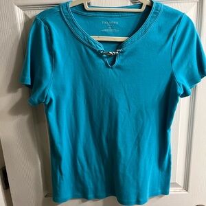Talbots Turquoise Cotton tee M petite